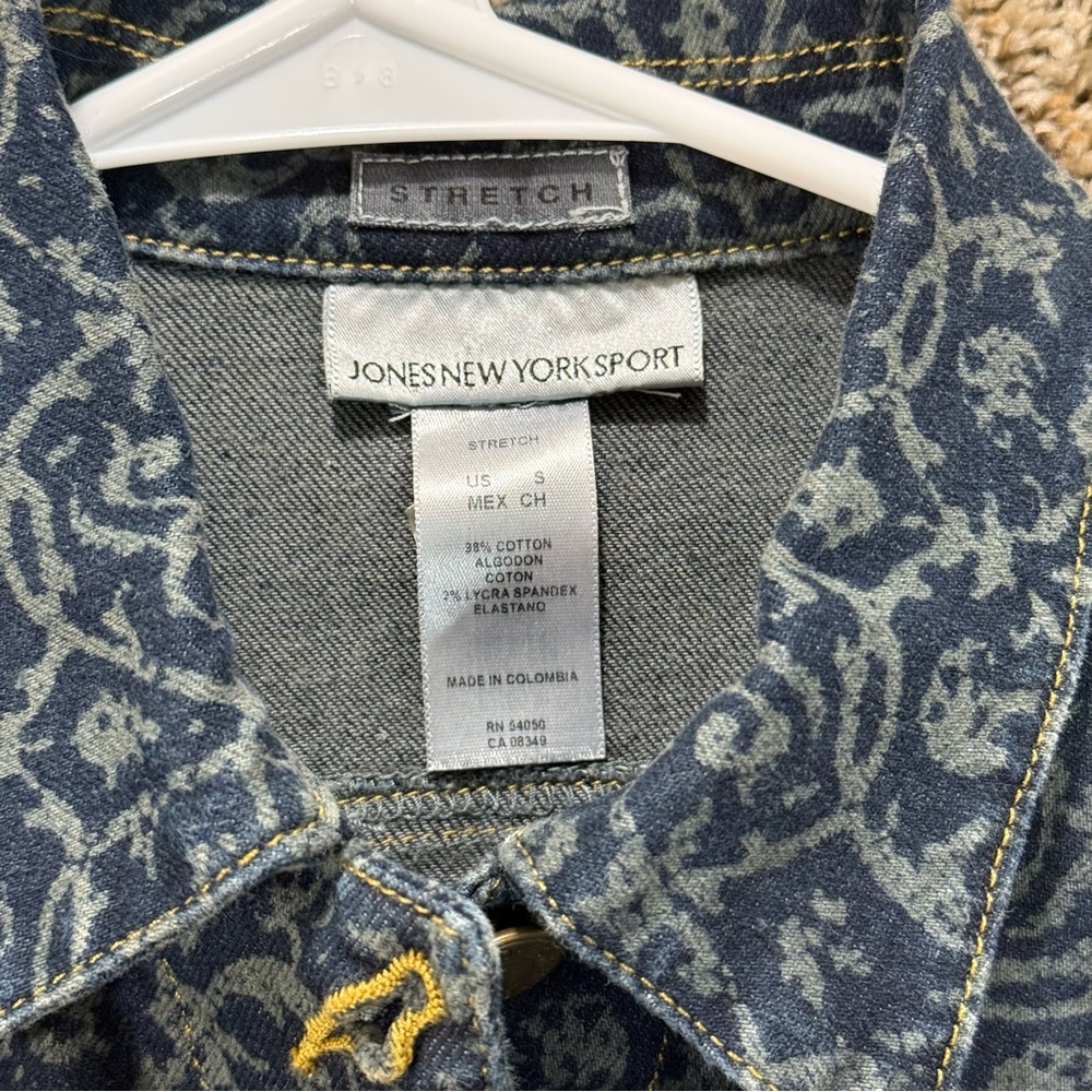 NWT Jones New York Sport Paisley Print Denim Y2K Jacket Womens Small Stretch VTG - Picture 4 of 12